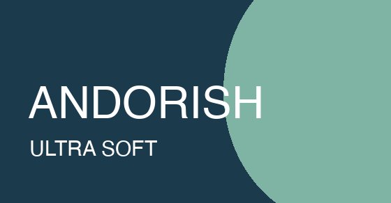 Thẻ thương hiệu Andorish với dòng chữ ULTRA SOFT