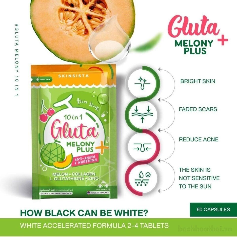 Gói viên uống Gluta Melony Plus 10 in 1 Skinsista Thái Lan